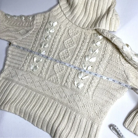 Ralph Lauren Chunky Cable Knit Fisherman Sweater Feminine Coquette XL - Picture 14 of 15